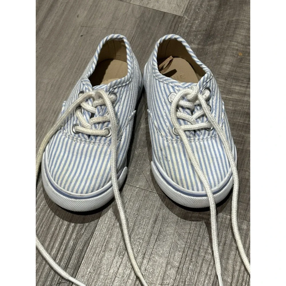 Janie and Jack Toddler Shoes Blue/White Striped Soft Soles Sz 7